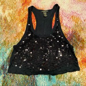 Black Sequin Tank Top